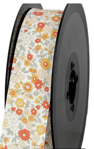 Biais Fleuri - Jaune/Orange 30mm (vendu x10cm) Mercerie Sélection Gaspard & Léonie | Gaspard et Léonie Tissus en ligne et Mercerie à Toulouse