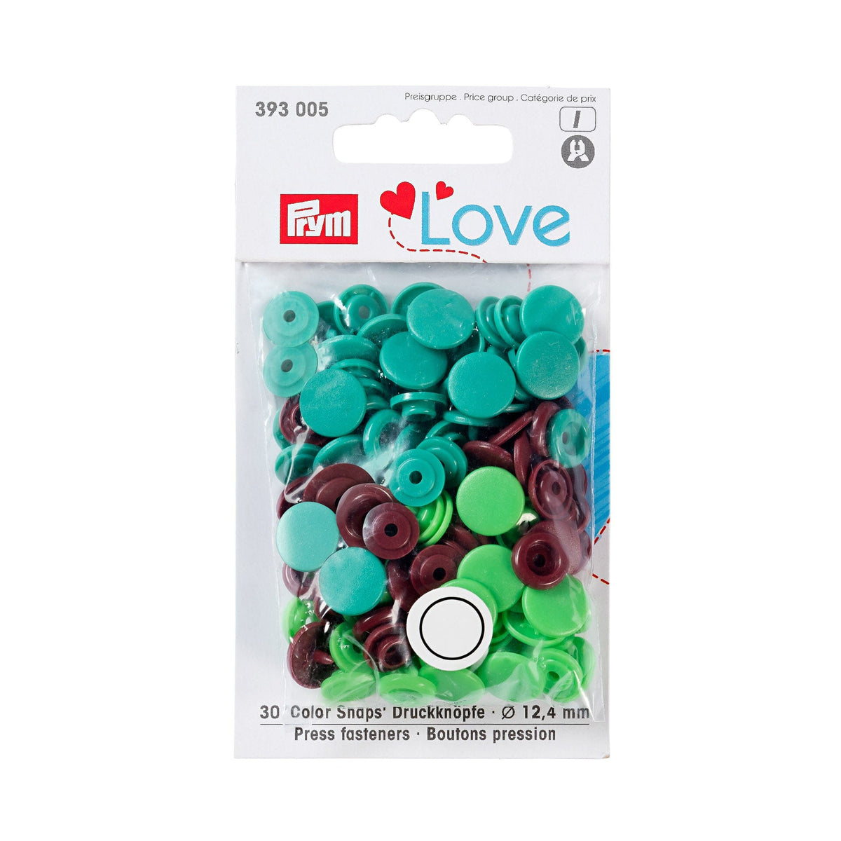 Boutons pression LOVE 12,4 mm Mercerie Prym | Gaspard et Léonie Tissus en ligne et Mercerie à Toulouse