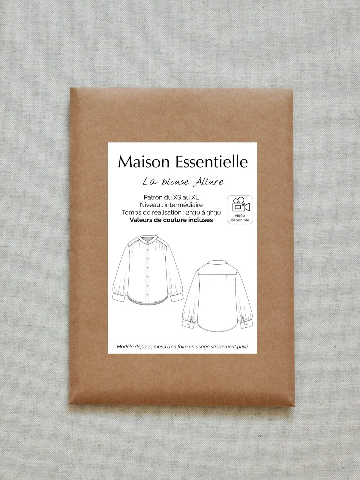 La blouse Allure - Patron de couture pochette - MAISON ESSENTIELLE Patron de couture MAISON ESSENTIELLE | Gaspard et Léonie Tissus en ligne et Mercerie à Toulouse