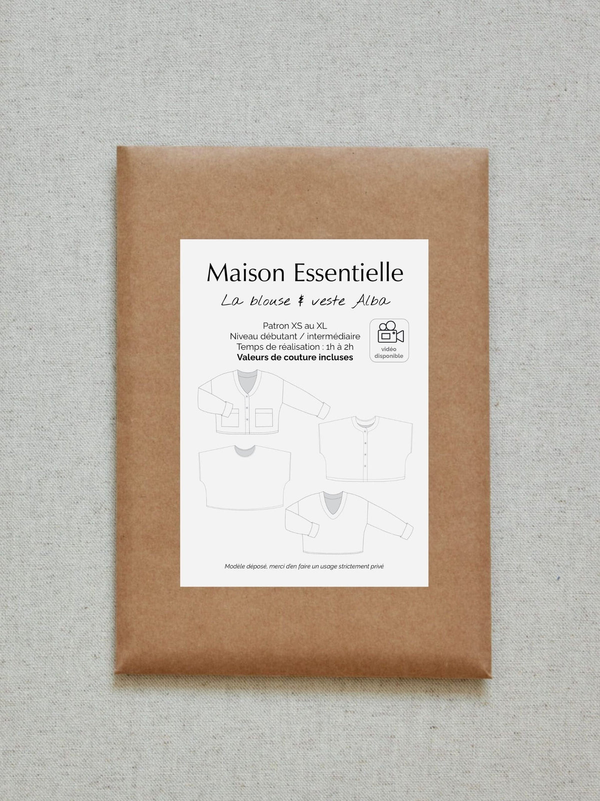 La blouse et veste Alba - Patron de couture pochette - MAISON ESSENTIELLE Patron de couture MAISON ESSENTIELLE | Gaspard et Léonie Tissus en ligne et Mercerie à Toulouse