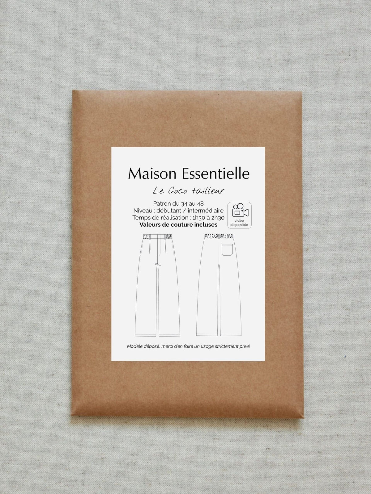La coco tailleur - Patron de couture pochette - MAISON ESSENTIELLE Patron de couture MAISON ESSENTIELLE | Gaspard et Léonie Tissus en ligne et Mercerie à Toulouse