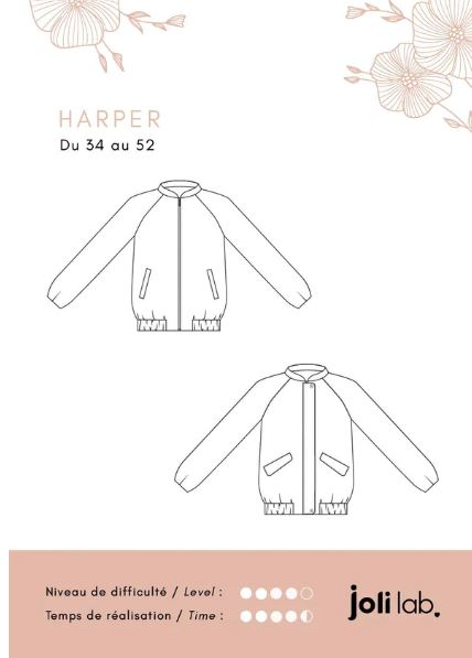 Le blouson HARPER - Patron de couture pochette - JOLI LAB Patron de couture JOLI LAB | Gaspard et Léonie Tissus en ligne et Mercerie à Toulouse