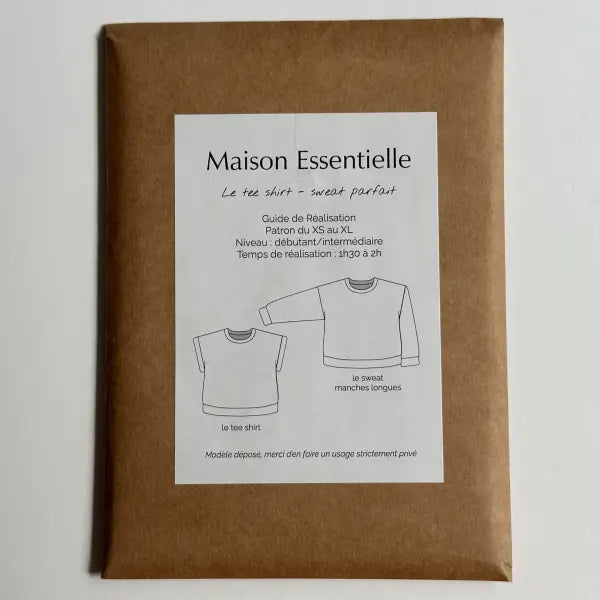 Le tee-shirt/sweat PARFAIT - Patron de couture pochette - MAISON ESSENTIELLE Patron de couture MAISON ESSENTIELLE | Gaspard et Léonie Tissus en ligne et Mercerie à Toulouse