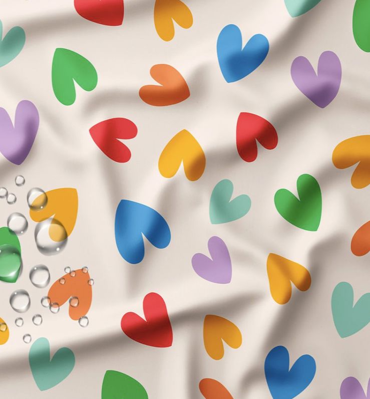 Tissu Ciré gome imperméable CHRICHRI - Ecru/Orange (Vendu x10cm) Tissus DOMOTEX | Gaspard et Léonie Tissus en ligne et Mercerie à Toulouse