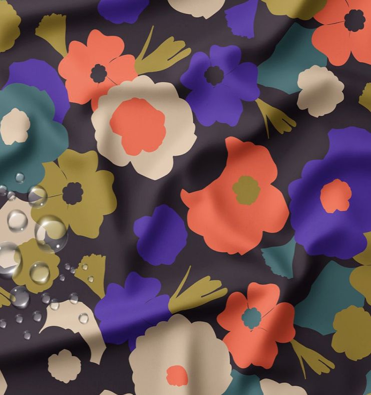 Tissu Ciré gome imperméable GEORGINA- Anthracite/orange (Vendu x10cm) Tissus DOMOTEX | Gaspard et Léonie Tissus en ligne et Mercerie à Toulouse