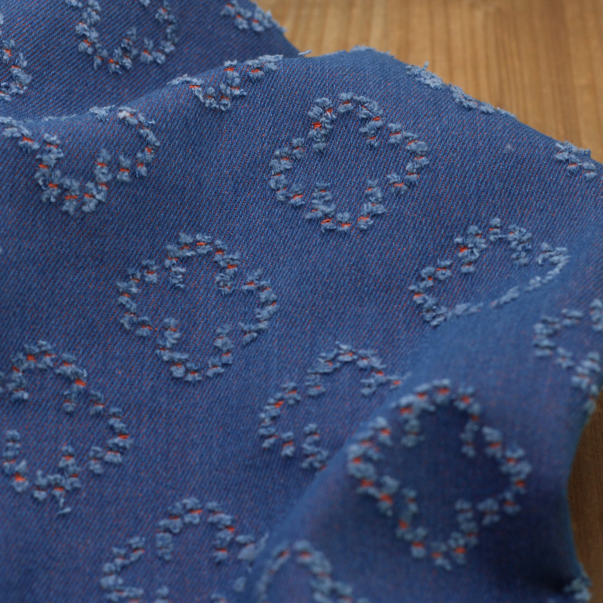Tissu coton denim - ETOILES - Bleu Brut/Orange (Vendu x10cm) Tissus Sélection Gaspard & Léonie | Gaspard et Léonie Tissus en ligne et Mercerie à Toulouse