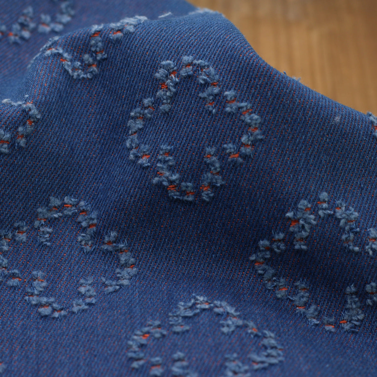 Tissu coton denim - ETOILES - Bleu Brut/Orange (Vendu x10cm) Tissus Sélection Gaspard & Léonie | Gaspard et Léonie Tissus en ligne et Mercerie à Toulouse