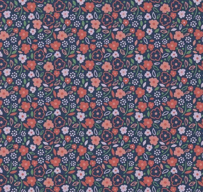 Tissu coton Enduit - ERIKA - Minuit Roses (vendu x10cm) Tissus DOMOTEX | Gaspard et Léonie Tissus en ligne et Mercerie à Toulouse