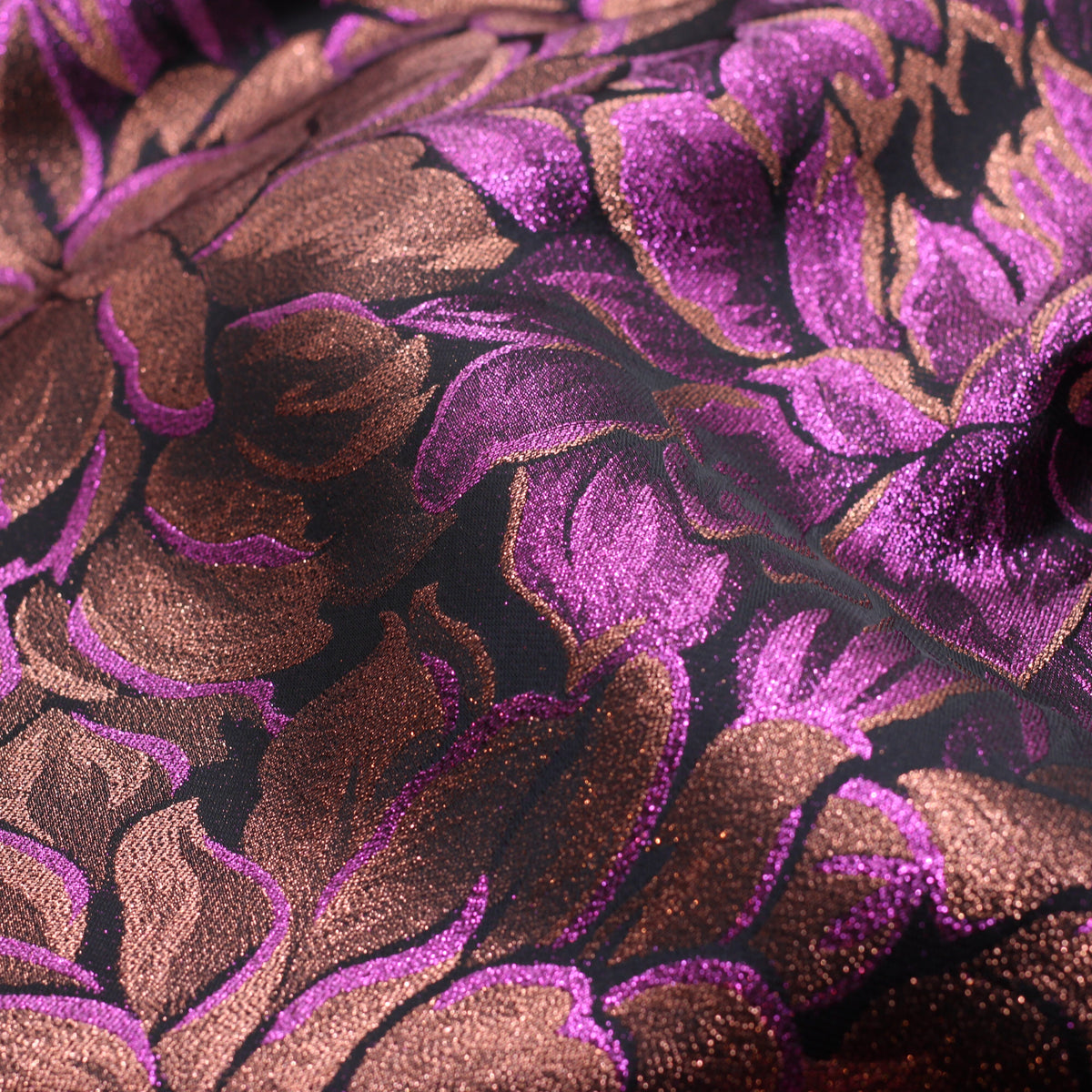 Tissu Jacquard Lurex FLEURI - Violet (Vendu x10cm) Tissus Sélection Gaspard & Léonie | Gaspard et Léonie Tissus en ligne et Mercerie à Toulouse