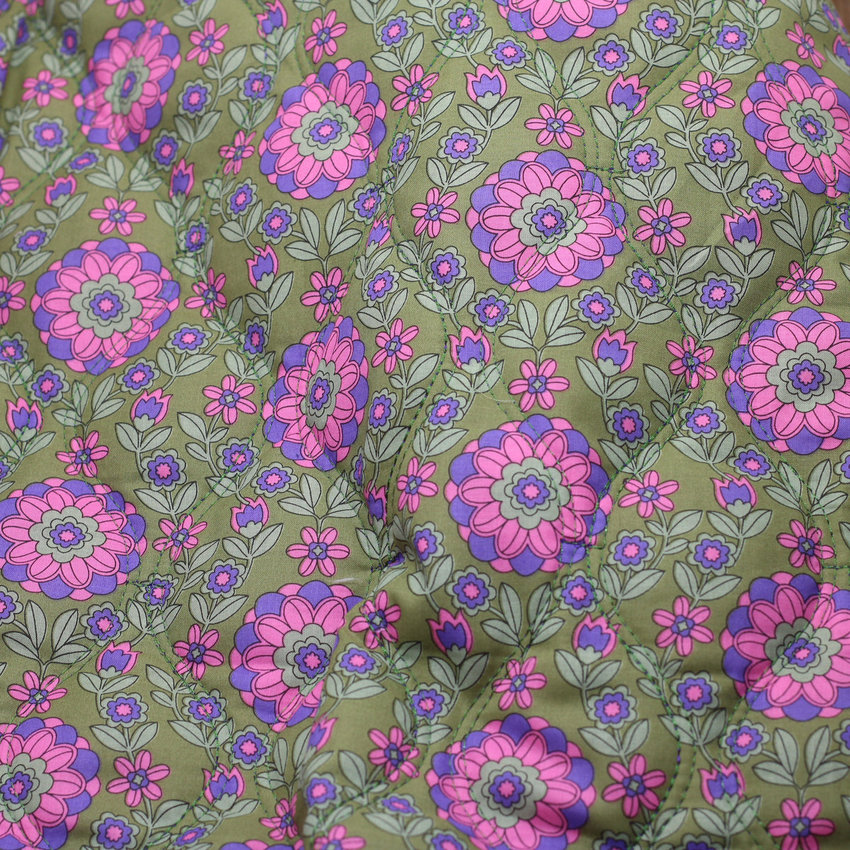 Tissu Popeline de coton Matelassé FOLK FLOWERS - kaki (Vendu x10cm) Tissus Sélection Gaspard & Léonie | Gaspard et Léonie Tissus en ligne et Mercerie à Toulouse