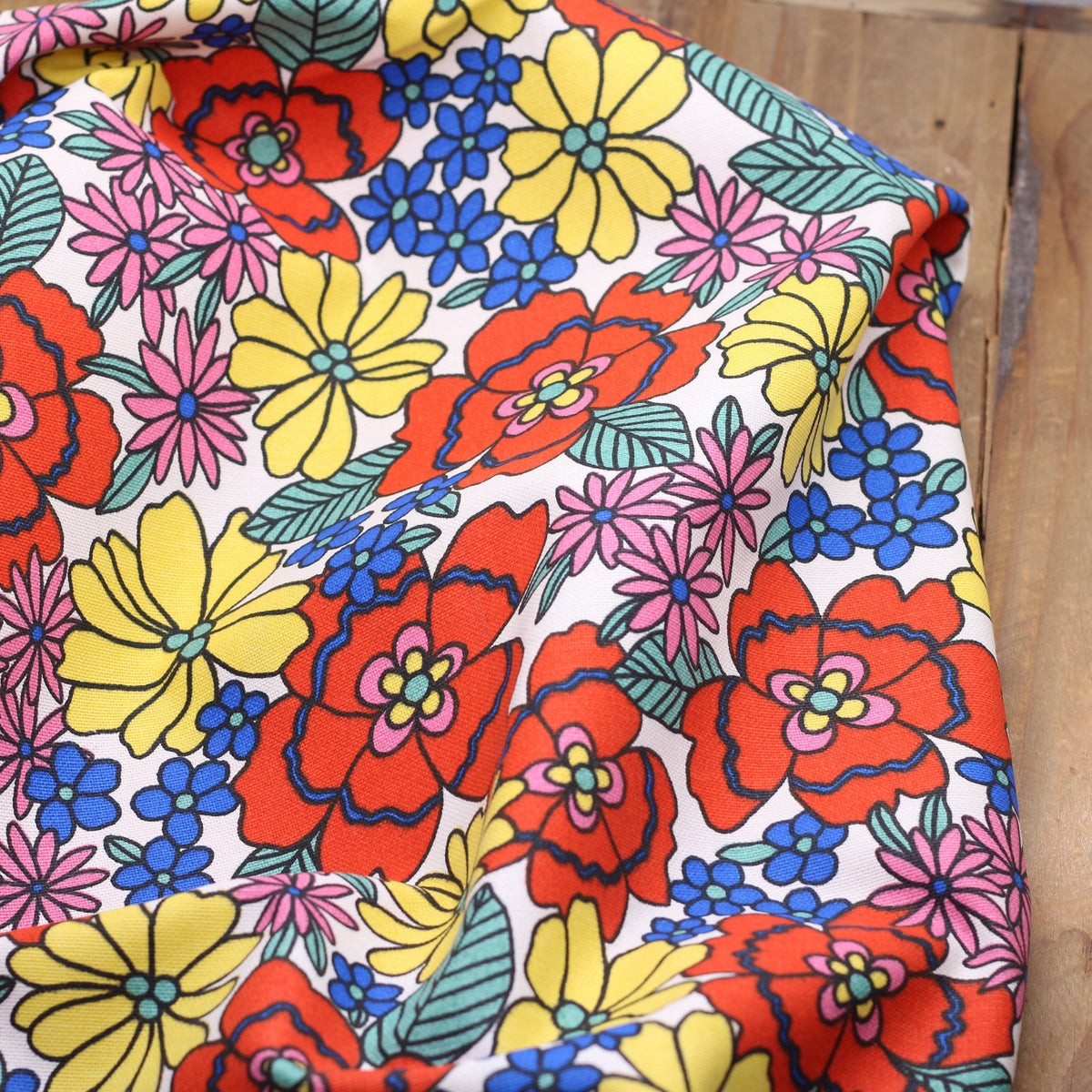 Tissu toile de coton demi Natté de coton - BELONIA - Ecru Rouge (Vendu x10cm) Tissus DOMOTEX | Gaspard et Léonie Tissus en ligne et Mercerie à Toulouse