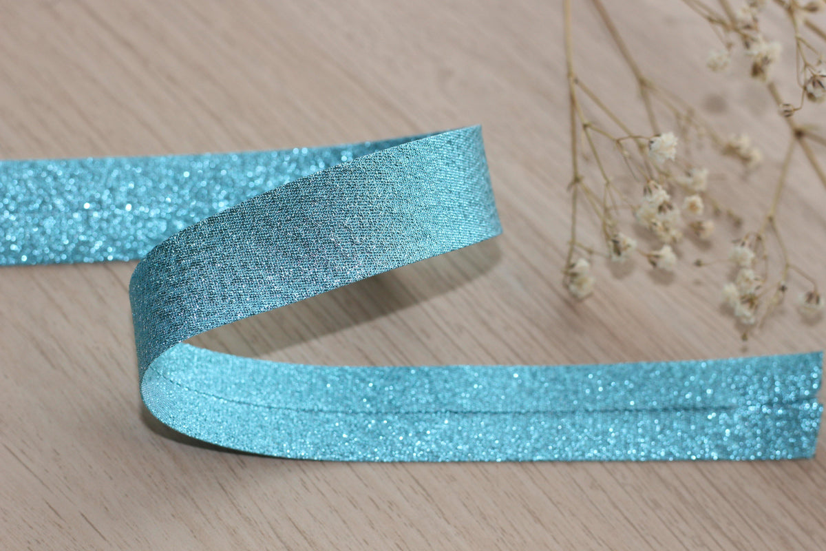 Biais Lamé bleu clair 20mm Col:3609 - L'atelier de Gaspard et Léonie