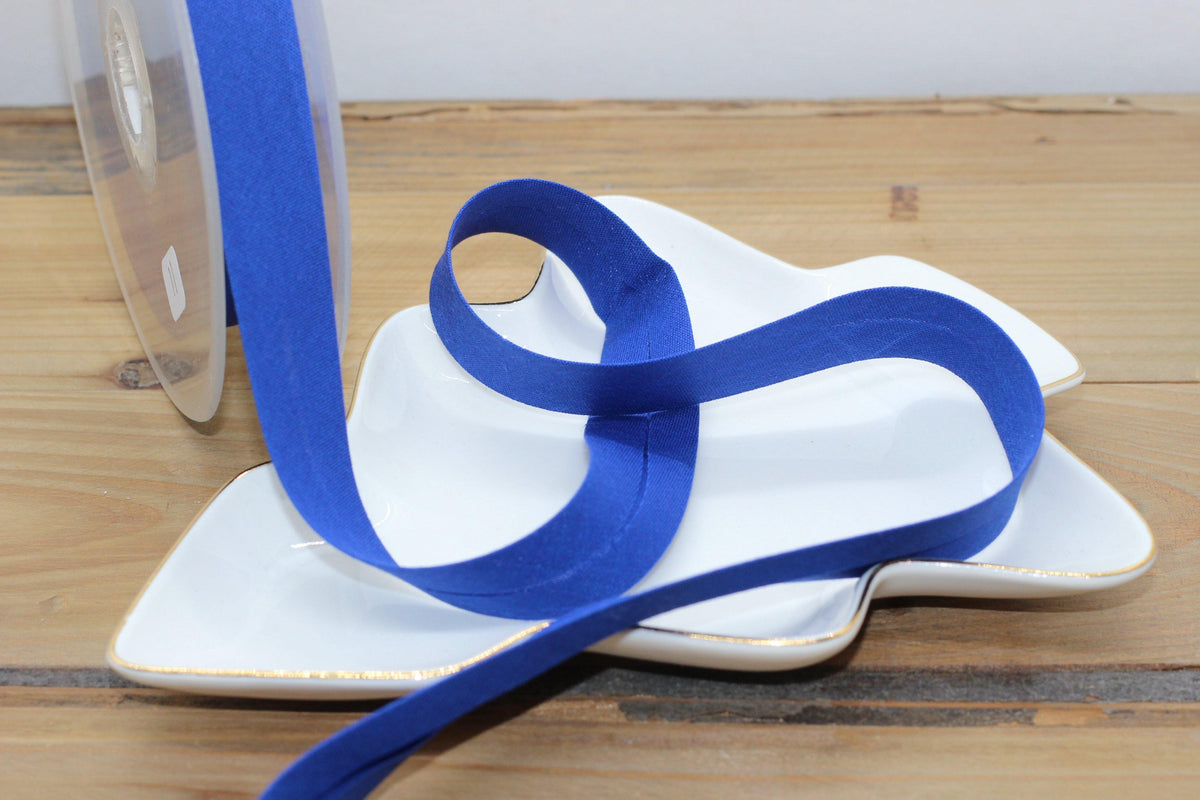 Biais Polycoton uni COL:11 20mm Bleu (Vendu x10cm) - L'atelier de Gaspard et Léonie