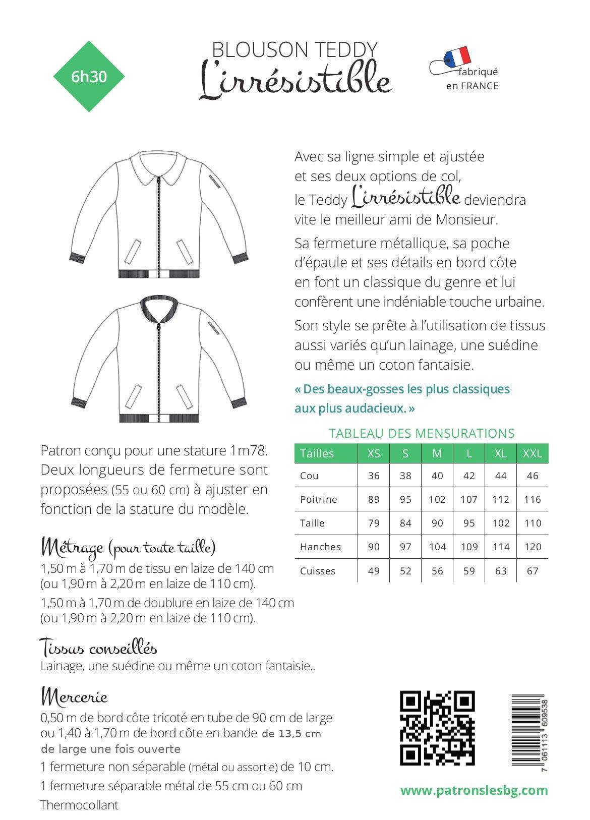 Blouson L'IRRESISTIBLE Patron de couture pochette - L'atelier de Gaspard et Léonie
