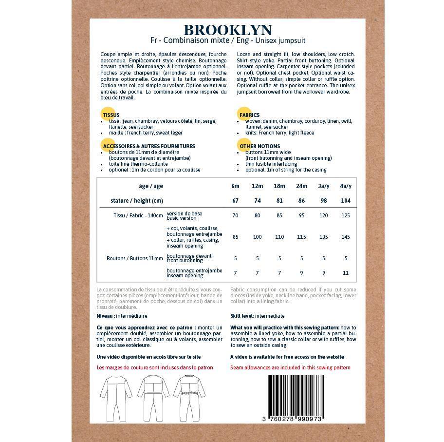 BROOKLYN Combinaison Mixte patron de couture pochette - L'atelier de Gaspard et Léonie