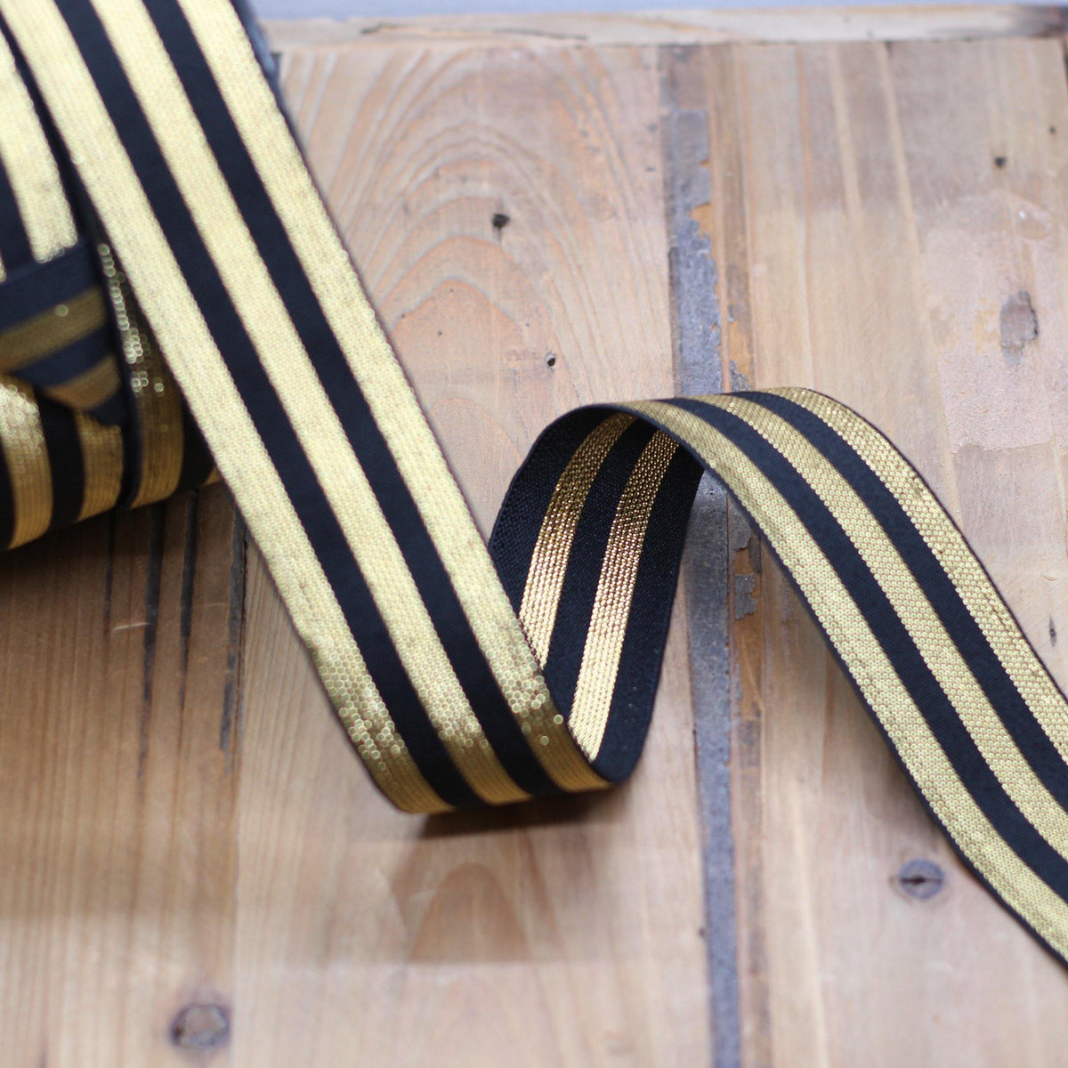 Elastique Large Lurex Stripe Noir et Or (Vendu x10cm) Mercerie Sélection Gaspard & Léonie | Gaspard et Léonie Tissus Mercerie Toulouse