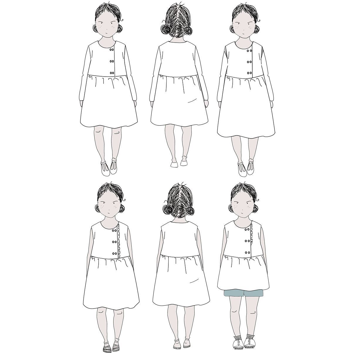 ELONA Enfant Blouse ou Robe patron de couture pochette - L'atelier de Gaspard et Léonie