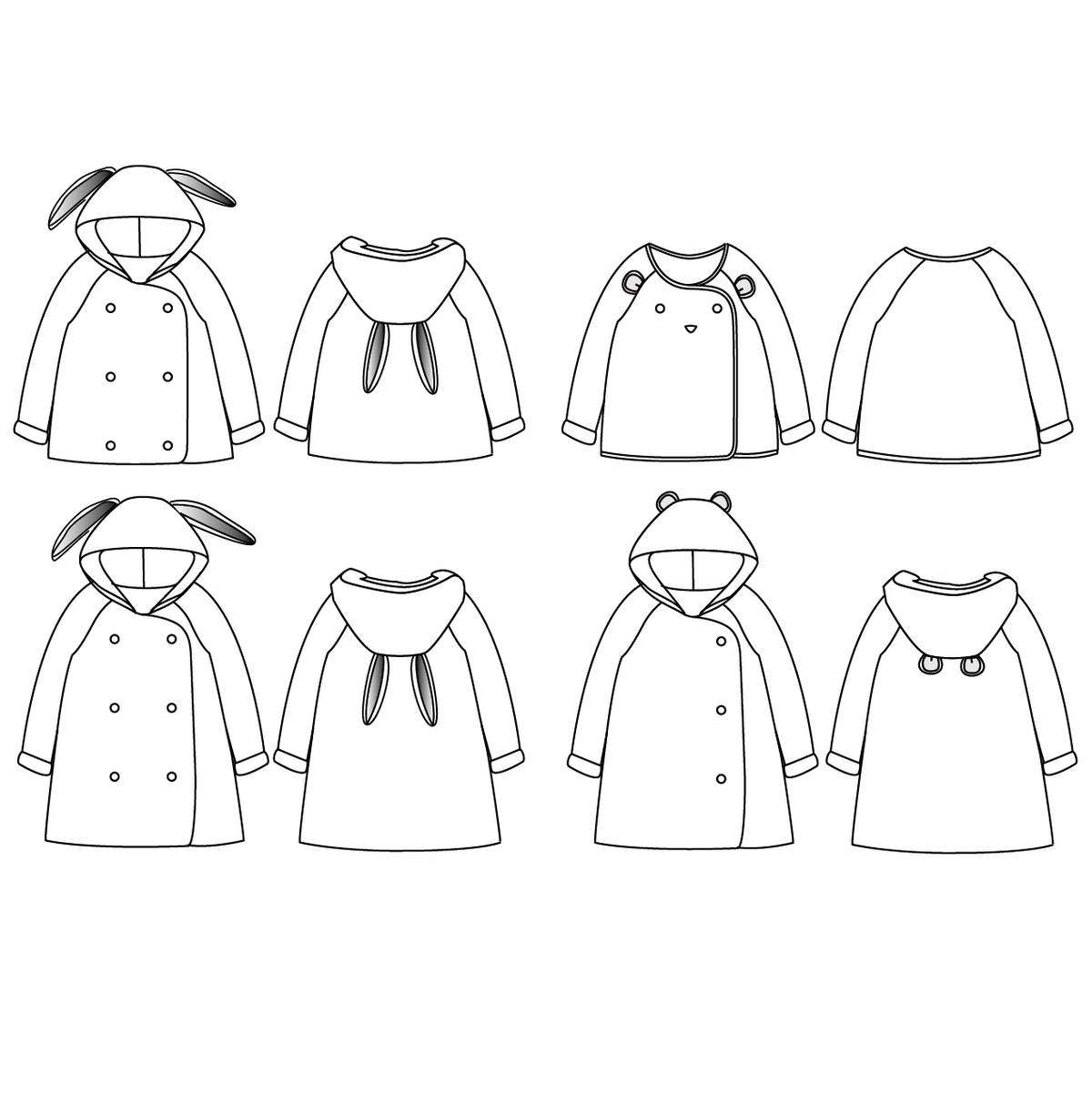GRAND’OURSE Gilet Veste Peignoir Imperméable Mixte patron de couture pochette - L'atelier de Gaspard et Léonie