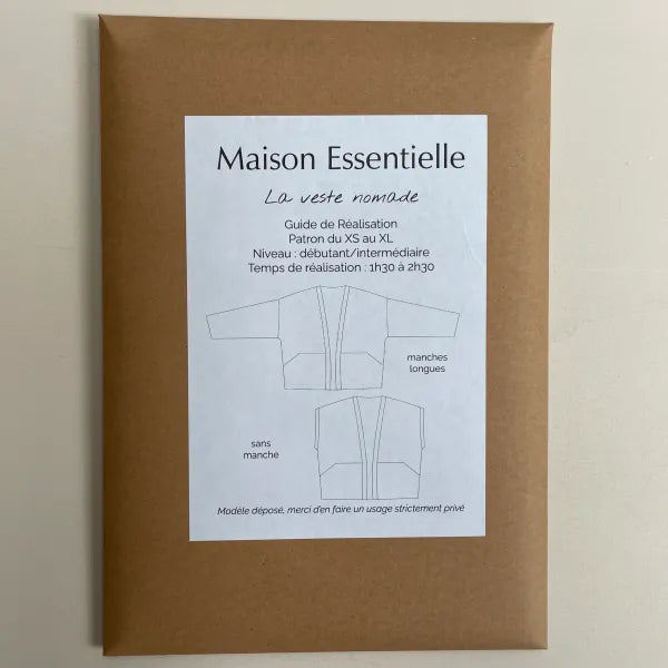 La veste NOMADE - Patron de couture pochette - MAISON ESSENTIELLE Patron de couture MAISON ESSENTIELLE | Gaspard et Léonie Tissus en ligne et Mercerie à Toulouse