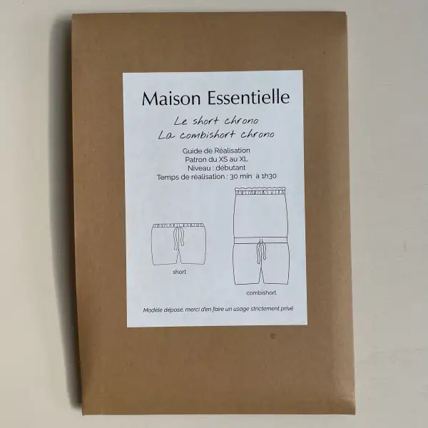 Le short / combishort CHRONO - Patron de couture pochette - MAISON ESSENTIELLE Patron de couture MAISON ESSENTIELLE | Gaspard et Léonie Tissus en ligne et Mercerie à Toulouse