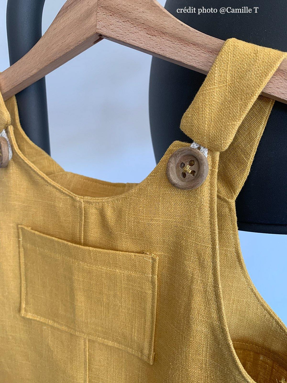 LONDON Robe ou salopette courte patron de couture pochette - L'atelier de Gaspard et Léonie