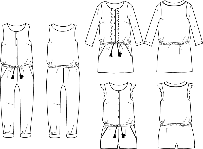 MARIEKE Mum Combi-Pantalon/Short ou robe Patron de couture pochette - L'atelier de Gaspard et Léonie