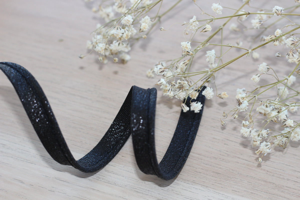 Passepoil Lamé noir 10mm Col:14 (Vendu x10cm) - L'atelier de Gaspard et Léonie