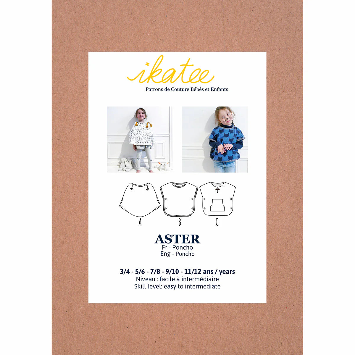 Poncho ASTER - patron de couture pochette - IKATEE Patron de couture Ikatee | Gaspard et Léonie Tissus en ligne et Mercerie à Toulouse