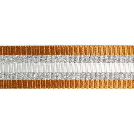 Sangle 38mm marron cuivré/argent/blanc (Vendu x10cm) Mercerie Sélection Gaspard & Léonie | Gaspard et Léonie Tissus Mercerie Toulouse