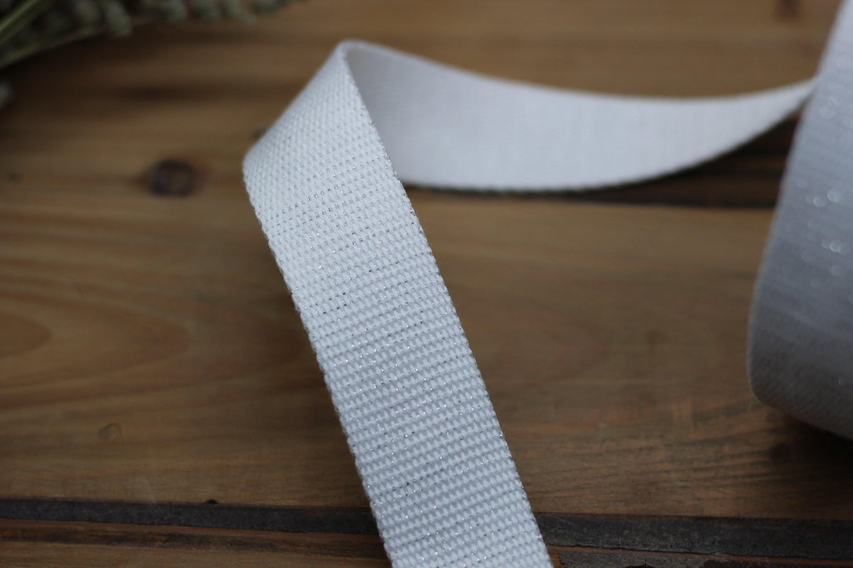 Sangle Métallisée Blanc/Argent(Vendu x10cm) - L'atelier de Gaspard et Léonie
