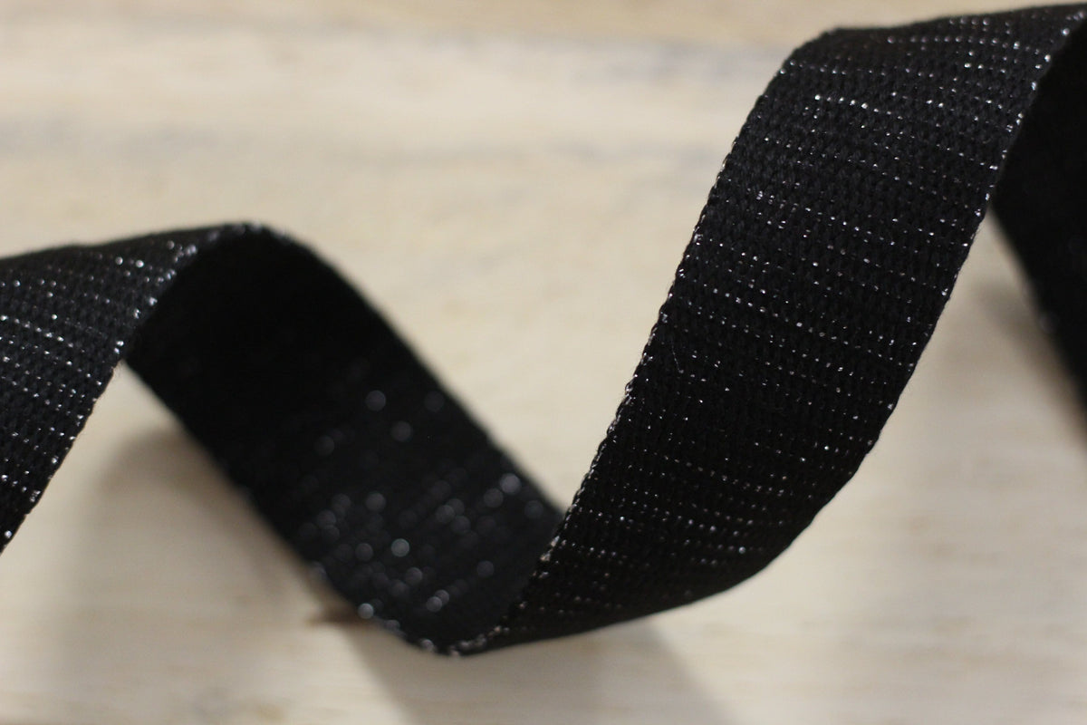 Sangle Métallisée Noir/Argent (Vendu x10cm) Mercerie Sélection Gaspard & Léonie | Gaspard et Léonie Tissus Mercerie Toulouse