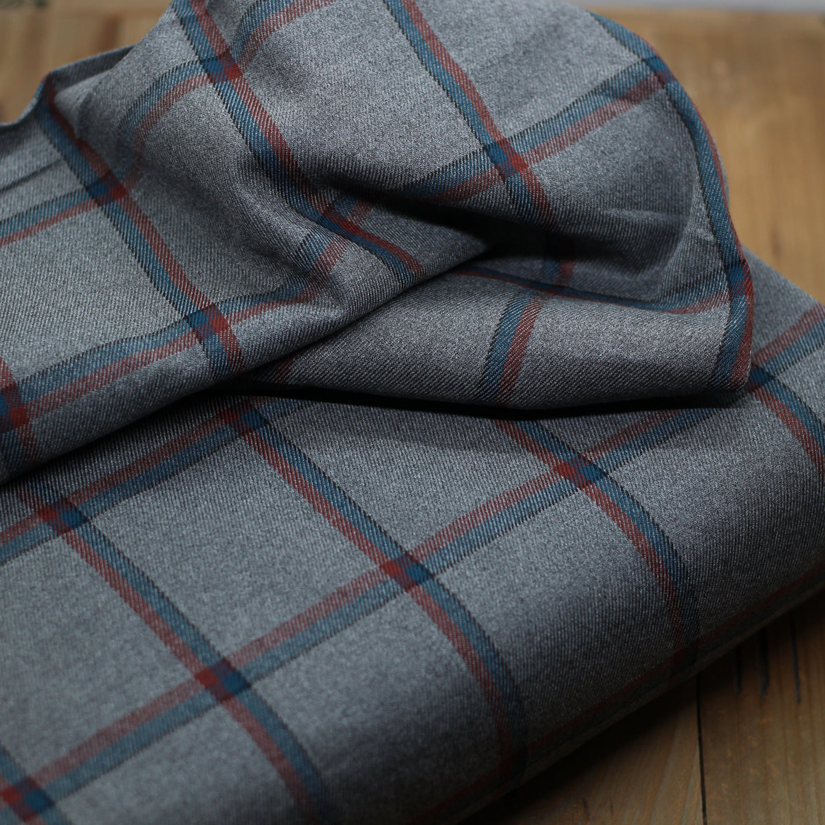 Tissu Jacquard TARTAN Bleu pétrole/Rouge - Gris (Vendu x10cm) Tissus Sélection Gaspard & Léonie | Gaspard et Léonie Tissus Mercerie Toulouse