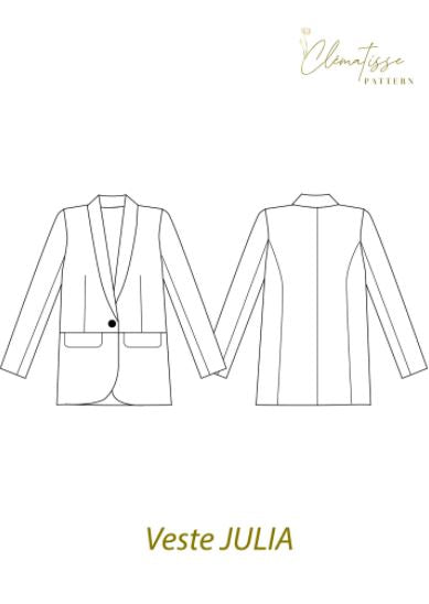 Veste JULIA Patron de couture Pochette - CLEMATISSE PATTERN Patron de couture CLEMATISSE PATTERN | Gaspard et Léonie Tissus en ligne et Mercerie à Toulouse