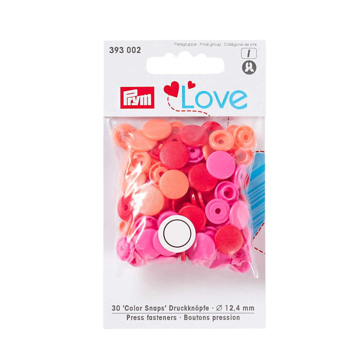 Boutons pression LOVE 12,4 mm Mercerie Prym | Gaspard et Léonie Tissus en ligne et Mercerie à Toulouse
