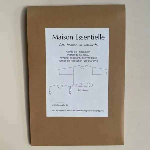 La blouse à volants- Patron de couture pochette - MAISON ESSENTIELLE Patron de couture MAISON ESSENTIELLE | Gaspard et Léonie Tissus en ligne et Mercerie à Toulouse