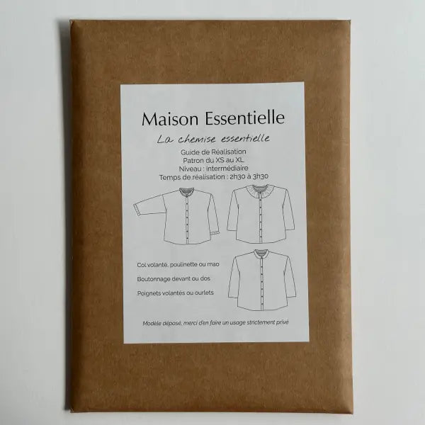 La chemise ESSENTIELLE- Patron de couture pochette - MAISON ESSENTIELLE Patron de couture MAISON ESSENTIELLE | Gaspard et Léonie Tissus en ligne et Mercerie à Toulouse