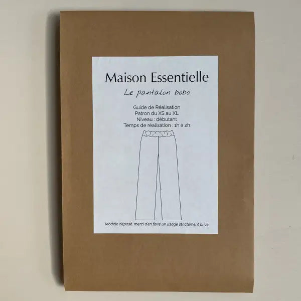 Le pantalon BOBO - Patron de couture pochette - MAISON ESSENTIELLE Patron de couture MAISON ESSENTIELLE | Gaspard et Léonie Tissus en ligne et Mercerie à Toulouse