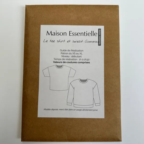 Le tee shirt/sweat COMMUN - Patron de couture pochette - MAISON ESSENTIELLE Patron de couture MAISON ESSENTIELLE | Gaspard et Léonie Tissus en ligne et Mercerie à Toulouse