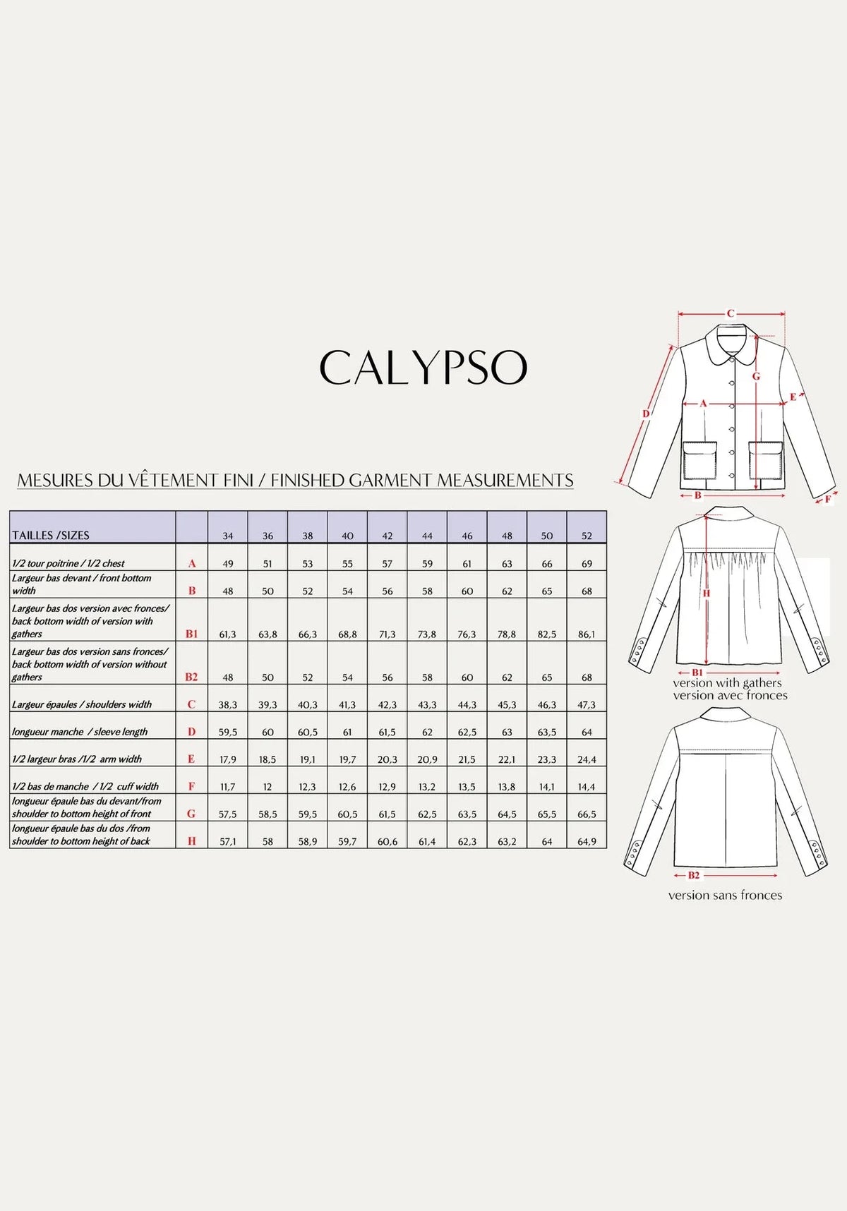 Paletot CALYPSO Patron de couture Pochette - MAISON FAUVE Patron de couture MAISON FAUVE | Gaspard et Léonie Tissus en ligne et Mercerie à Toulouse