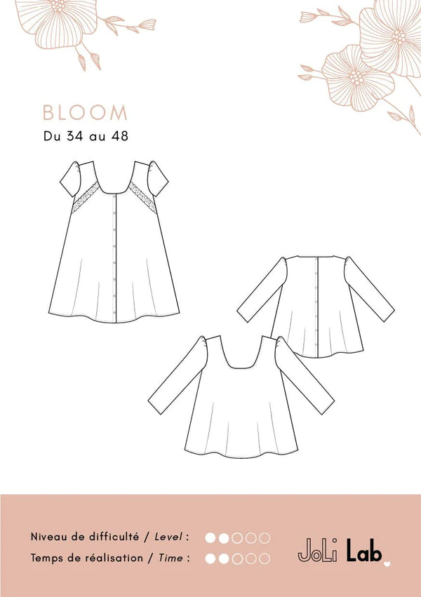 Robe ou Blouse BLOOM - Patron de couture pochette - JOLI LAB Patron de couture JOLI LAB | Gaspard et Léonie Tissus en ligne et Mercerie à Toulouse