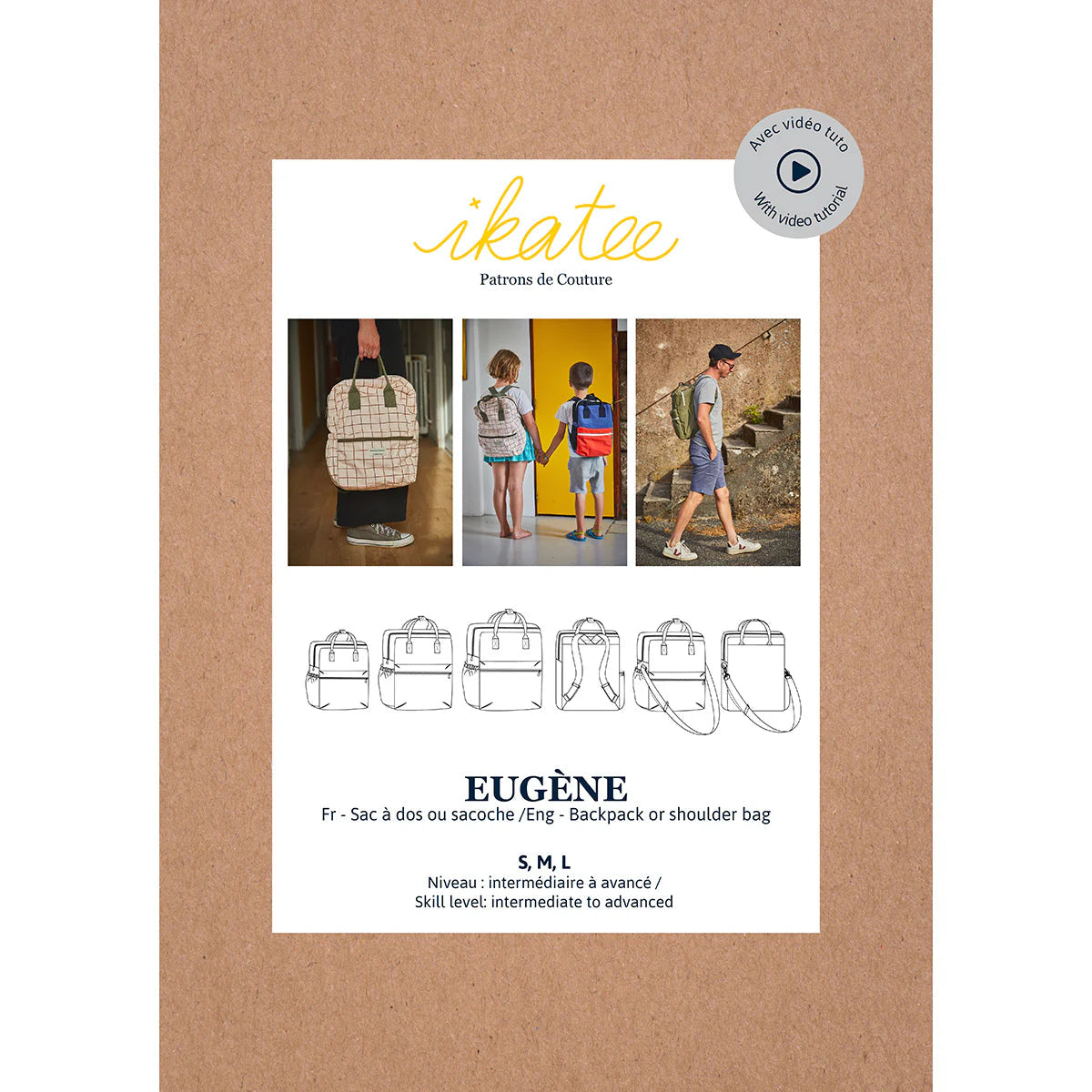 Sac à dos ou Sacoche EUGENE - Patron de couture pochette - IKATEE Patron de couture Ikatee | Gaspard et Léonie Tissus en ligne et Mercerie à Toulouse
