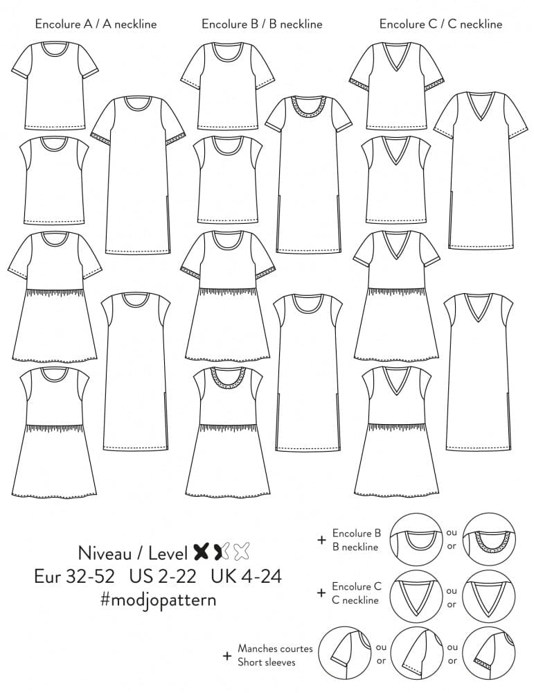 T-shirt femme MODJO Patron de couture pochette - Atelier SCÄMMIT Patron de couture ATELIER SCÄMMIT | Gaspard et Léonie Tissus en ligne et Mercerie à Toulouse