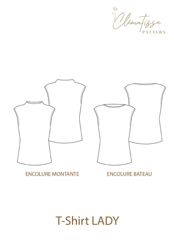T-shirt LADY Patron de couture Pochette - CLEMATISSE PATTERN Patron de couture CLEMATISSE PATTERN | Gaspard et Léonie Tissus en ligne et Mercerie à Toulouse