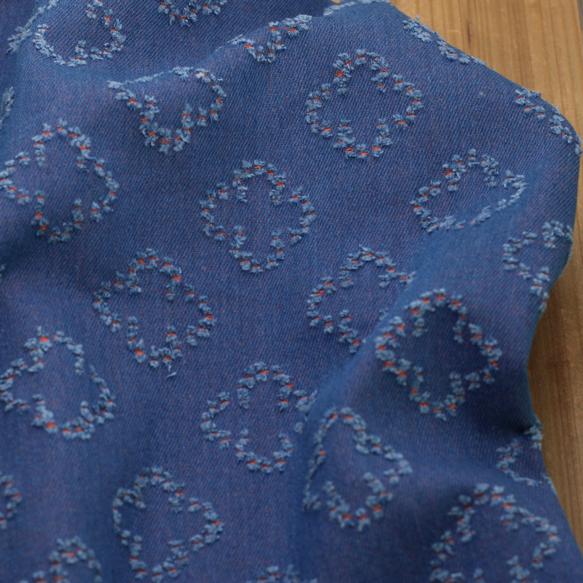 Tissu coton denim - ETOILES - Bleu Brut/Orange (Vendu x10cm) Tissus Sélection Gaspard & Léonie | Gaspard et Léonie Tissus en ligne et Mercerie à Toulouse