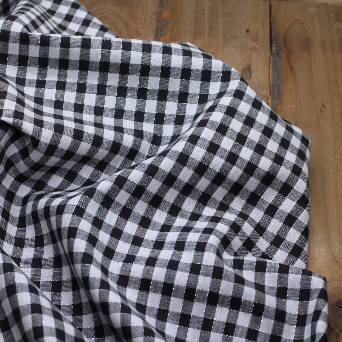 Tissu coton VICHY - Noir/Argenté (Vendu x10cm) Tissus Sélection Gaspard & Léonie | Gaspard et Léonie Tissus en ligne et Mercerie à Toulouse