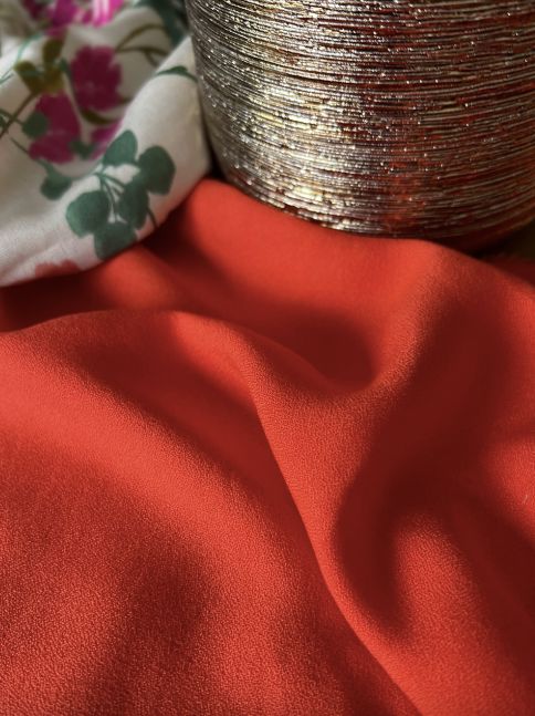 Tissu Crêpe de viscose uni - Tangerine (Vendu x10cm) Tissus MY DRESS MADE | Gaspard et Léonie Tissus en ligne et Mercerie à Toulouse