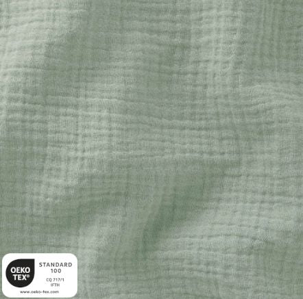 Tissu Double gaze de coton - Vert de gris (Vendu x10cm) Tissus DOMOTEX | Gaspard et Léonie Tissus en ligne et Mercerie à Toulouse