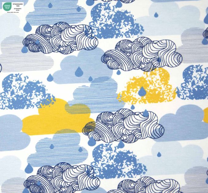 Tissu jersey de coton - BE RAIN- Blanc Katia Fabrics (Vendu x10cm) Tissus katia Fabrics | Gaspard et Léonie Tissus en ligne et Mercerie à Toulouse