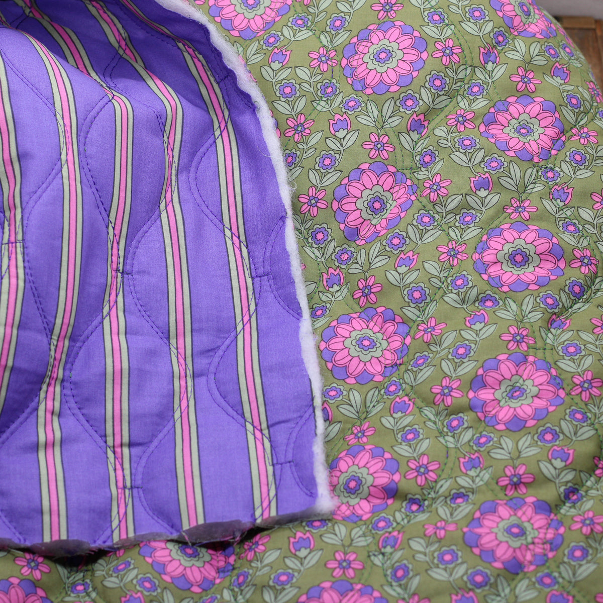 Tissu Popeline de coton Matelassé FOLK FLOWERS - kaki (Vendu x10cm) Tissus Sélection Gaspard & Léonie | Gaspard et Léonie Tissus en ligne et Mercerie à Toulouse