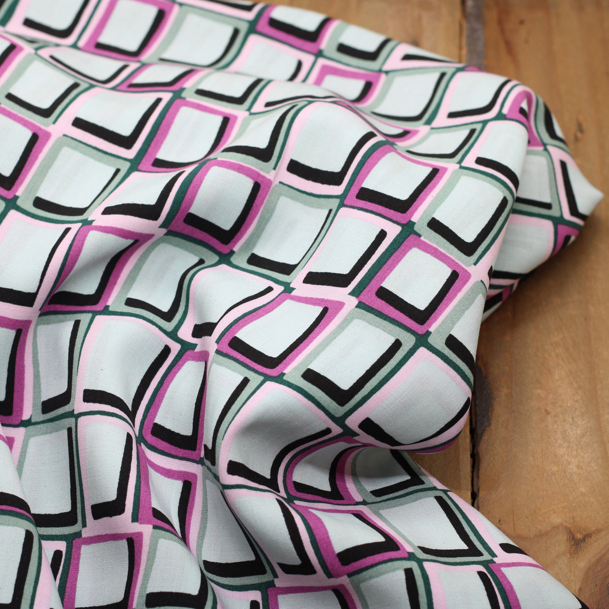 Tissu Viscose - MODERN BLOCS - Vert d'eau (Vendu x10cm) Tissus Sélection Gaspard & Léonie | Gaspard et Léonie Tissus en ligne et Mercerie à Toulouse